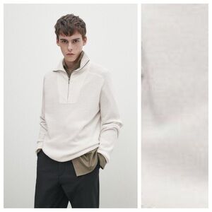 NWT Massimo Dutti Cream Cotton/Viscose Blend Knit Sweater. Size XL.